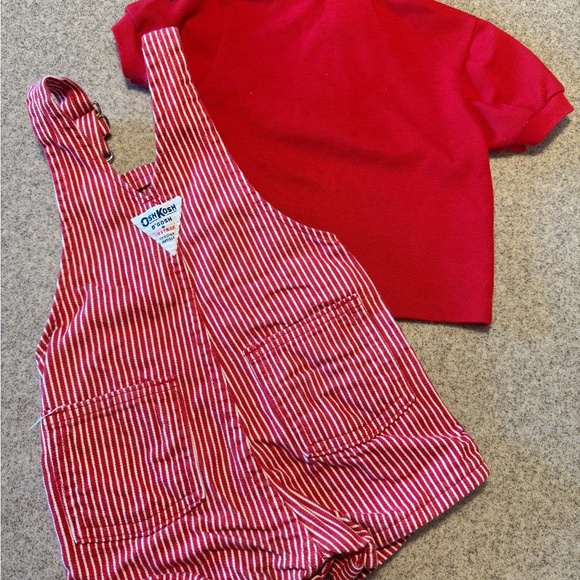 Vintage Oshkosh overalls and polo shirt size 12 Mon - Picture 2 of 6
